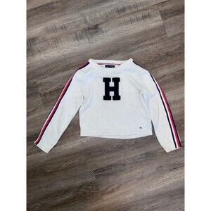 Tommy Hilfiger Kids Medium 8-10 Big Logo White Pullover Knit Sweater